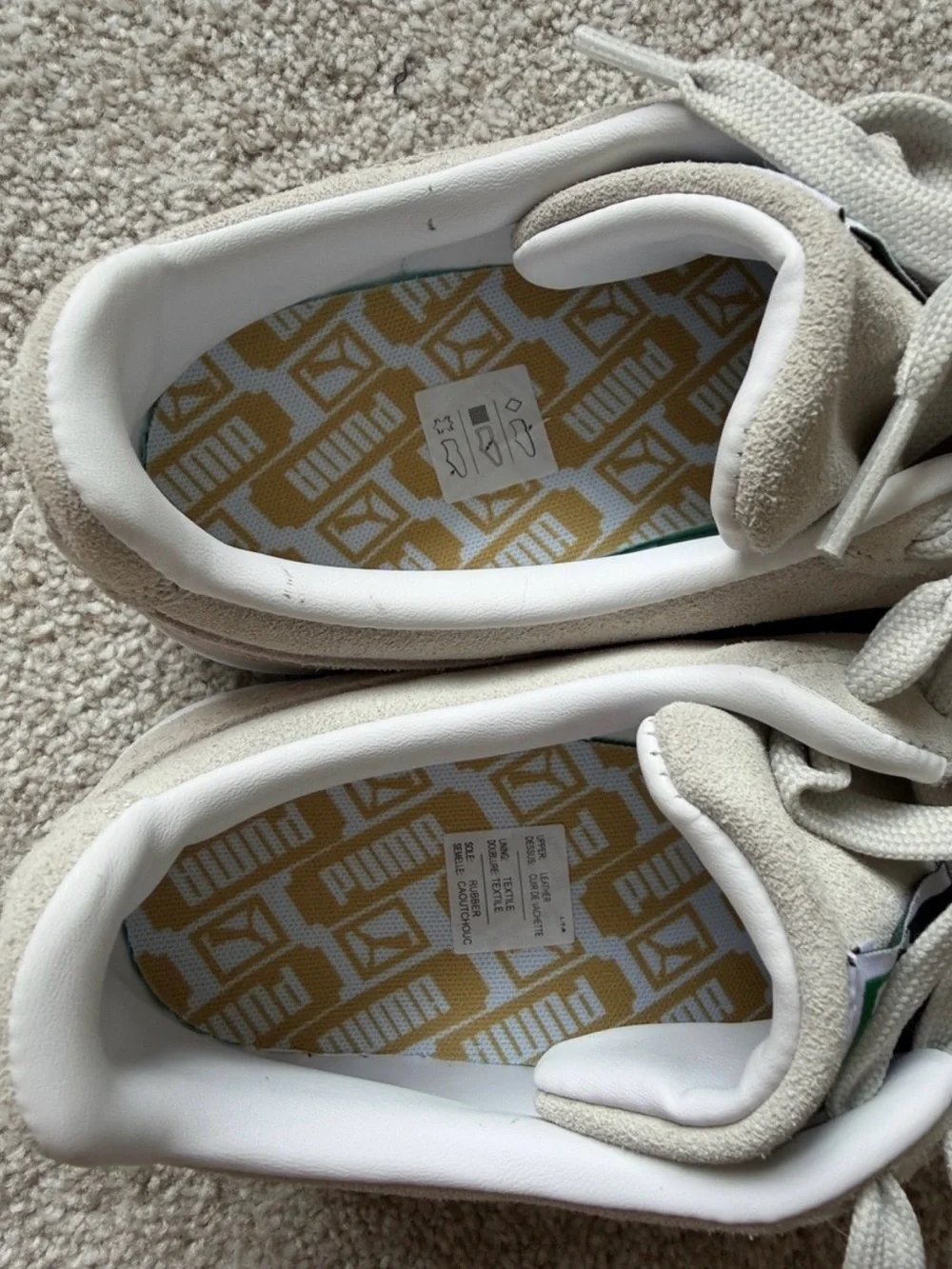 Puma Suede Sneakers in Beige with Gold Logo
